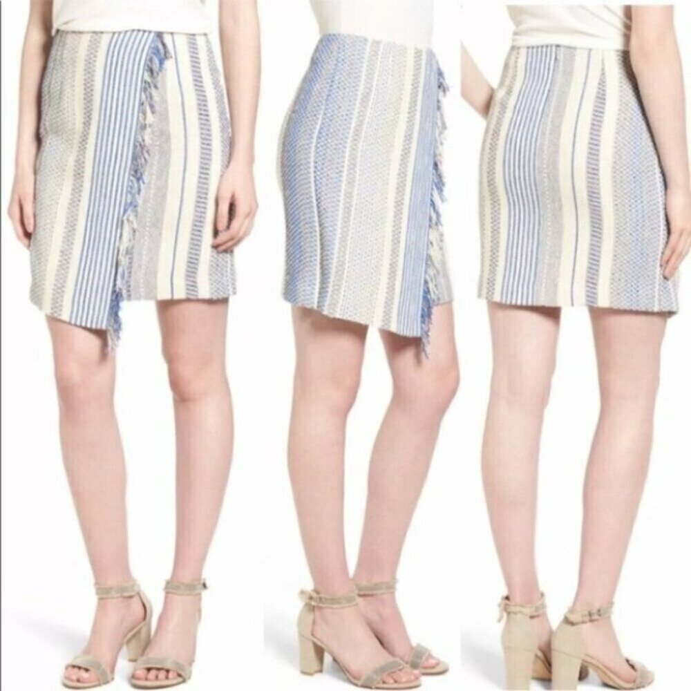 Halogen Fringe Faux Wrap Pencil Blanket Skirt Size 10